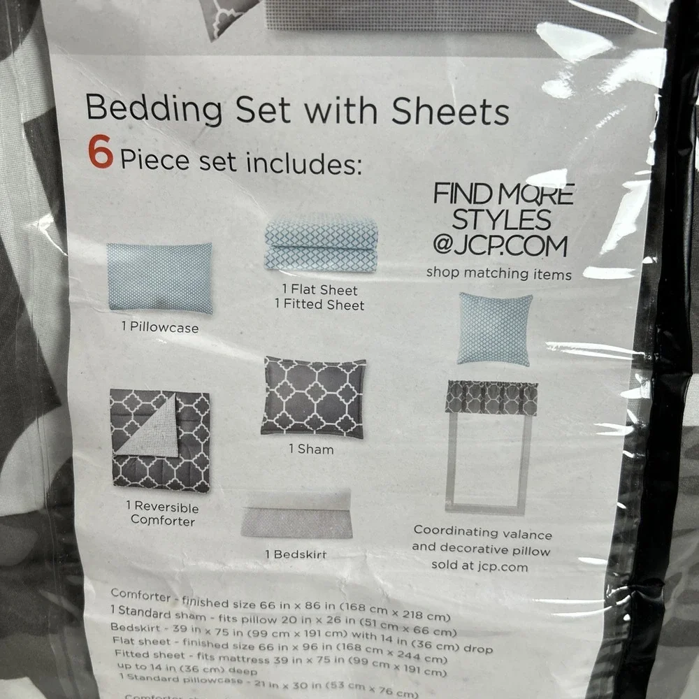 Home Expressions Twin Reversible Comforter Set Gray Jersey 1416